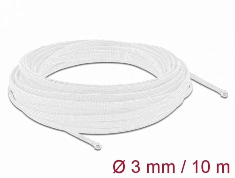 Imagine Plasa pentru organizarea cablurilor 10m x 3mm alb, Delock 20692